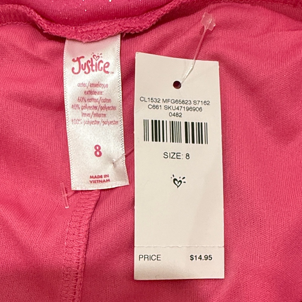 Justice Pink Sparkle Ruffle Skirt - Size 8 - Built in Shorts - Picture 5 of 5